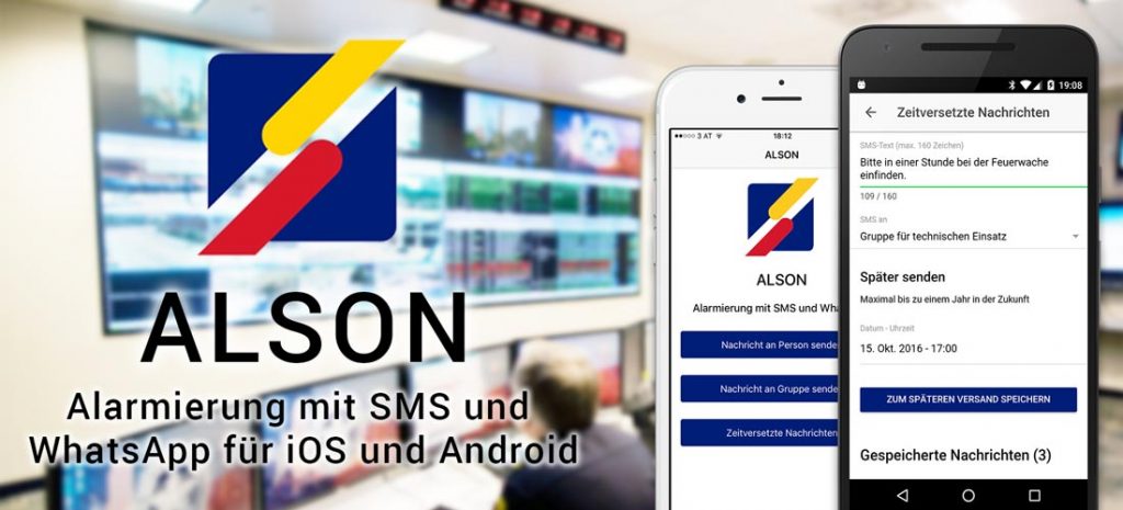 ALSON Alarmierung per SMS und WhatsApp App